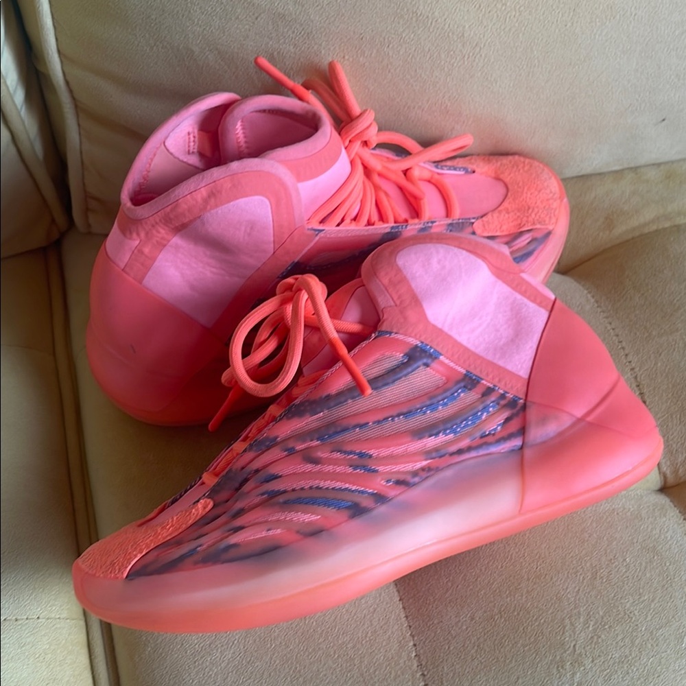 Vibrant Orange Yeezy High-Top Sneakers
